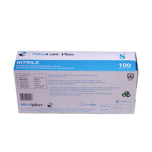 Medgluv | NitraCare Plus Nitrile Exam Gloves | Powder-Free | 100 Gloves Per Box | Size S - Alera Products