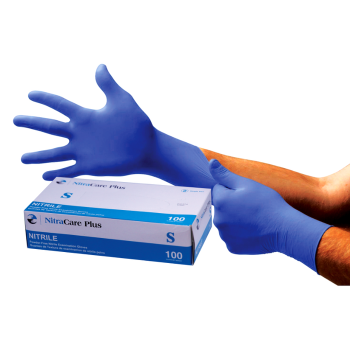 Medgluv | NitraCare Plus Nitrile Exam Gloves | Powder-Free | 100 Gloves Per Box | Size S