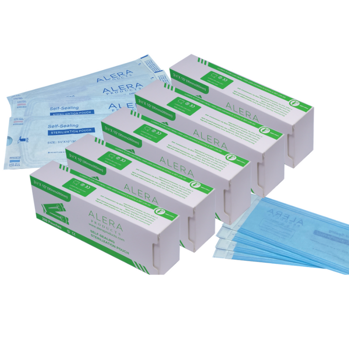 Self Sealing Sterilization Pouches, 3.5 Inch x 10 Inch, Paper Blue Film, 5 Boxes (1000)