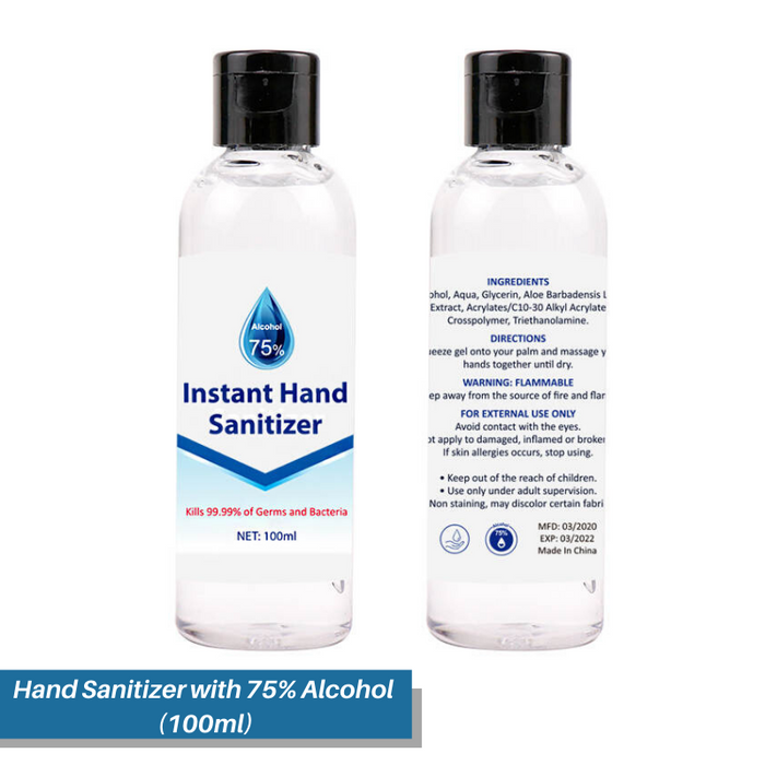 Hand Sanitizer with 75% Alcohol (100ml) - Pack of 10